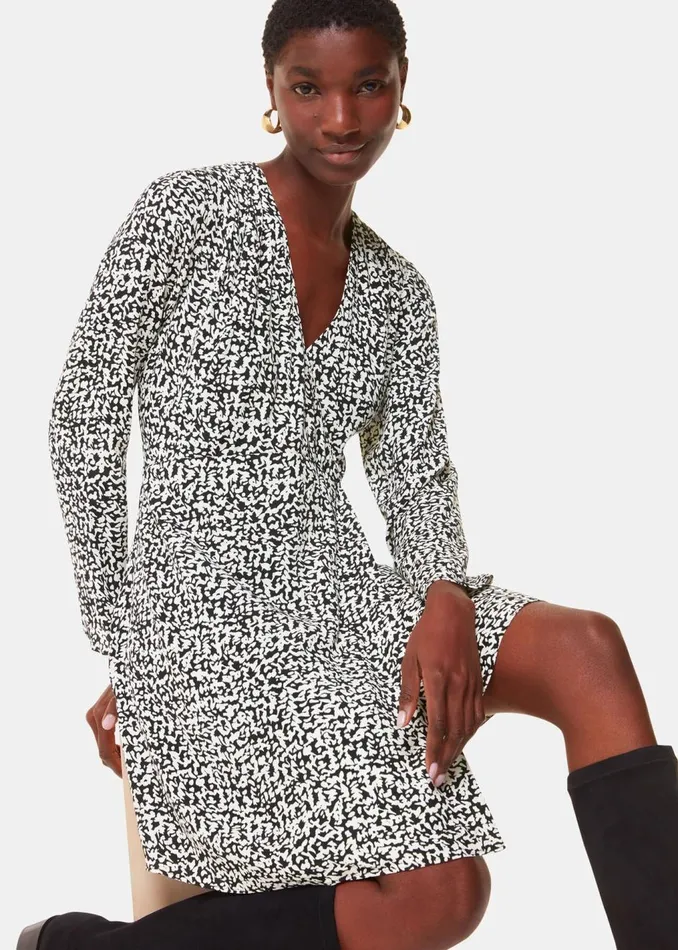 Black Scribble Print Flippy Dress Women Whistles Dresses