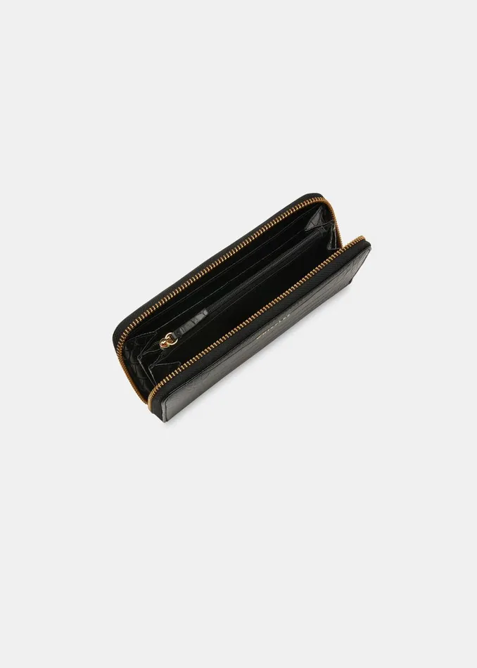 Black Shiny Croc Long Purse Women Whistles Wallets and Cardholders