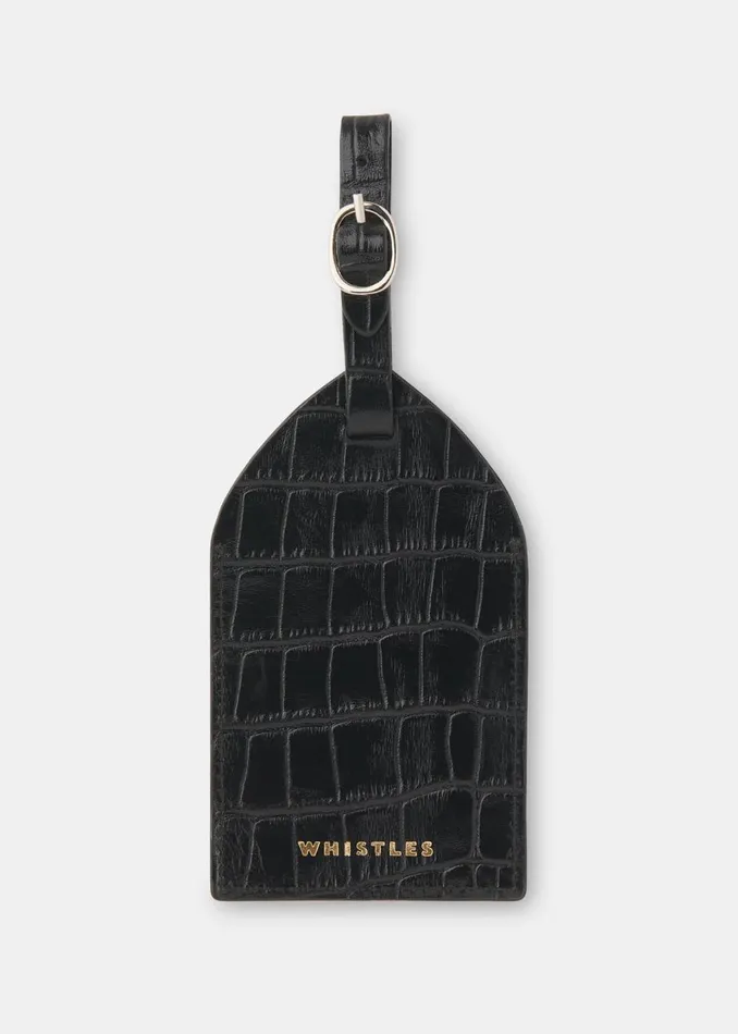 Black Shiny Croc Luggage Tag Women Whistles Wallets and Cardholders