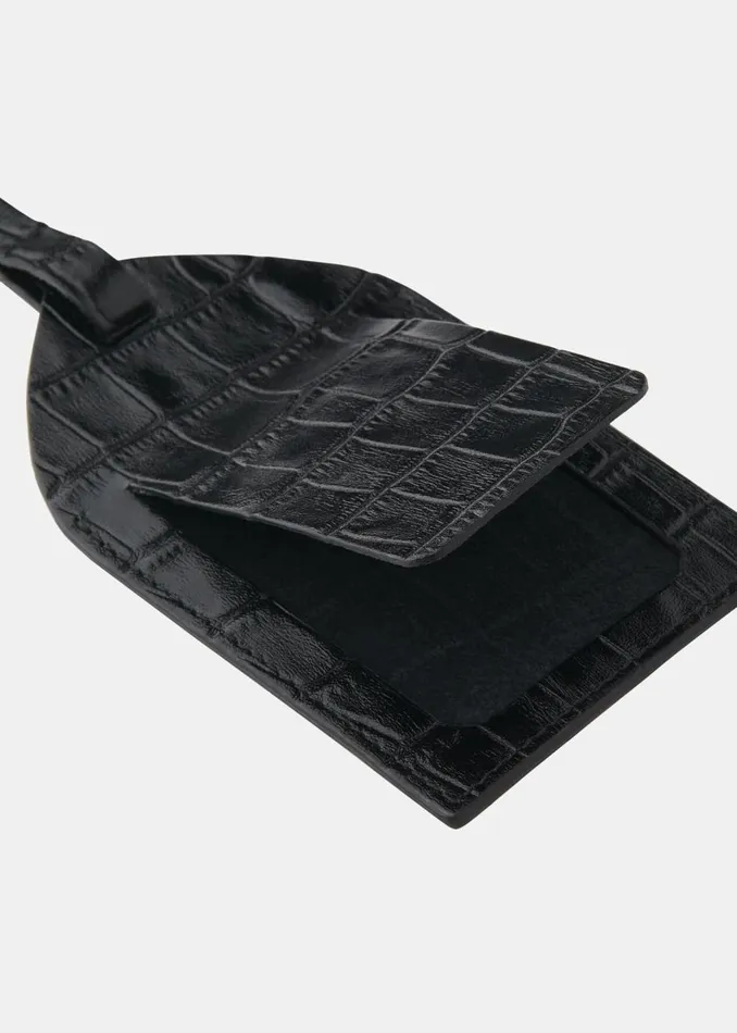 Black Shiny Croc Luggage Tag Women Whistles Wallets and Cardholders