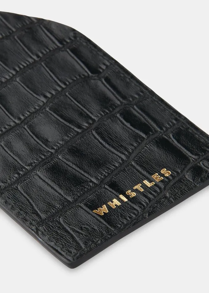 Black Shiny Croc Luggage Tag Women Whistles Wallets and Cardholders