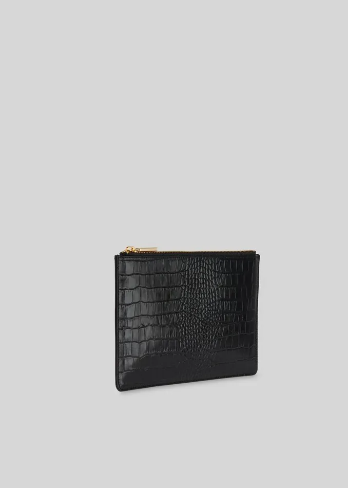 Black Shiny Croc Small Clutch Women Whistles Small Bags and Clutches