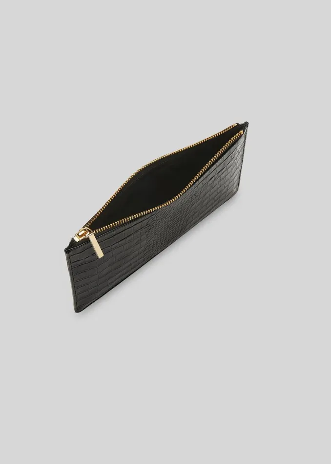 Black Shiny Croc Small Clutch Women Whistles Small Bags and Clutches