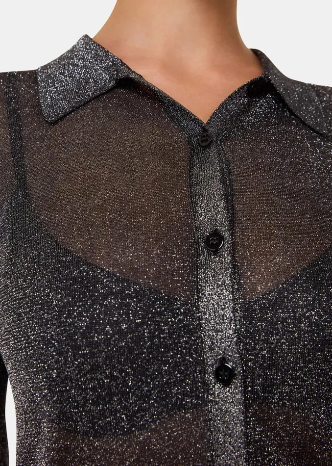 Black Sparkle Knit Shirt Women Whistles Knitwear and Cashmere