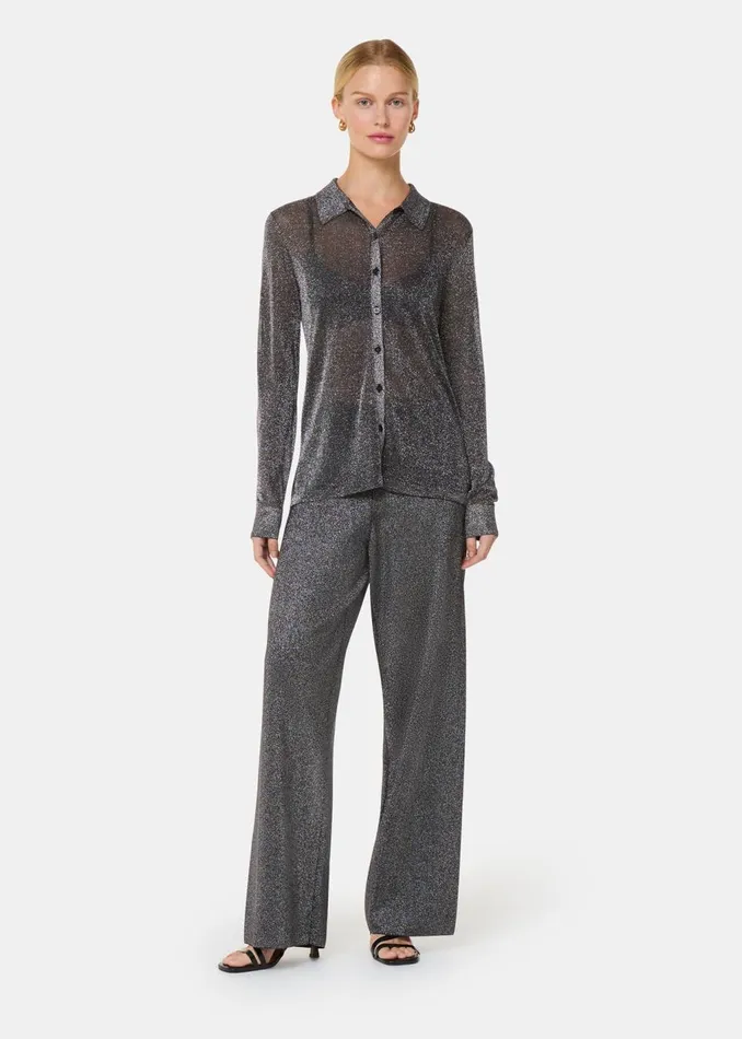Black Sparkle Knit Shirt Women Whistles Knitwear and Cashmere