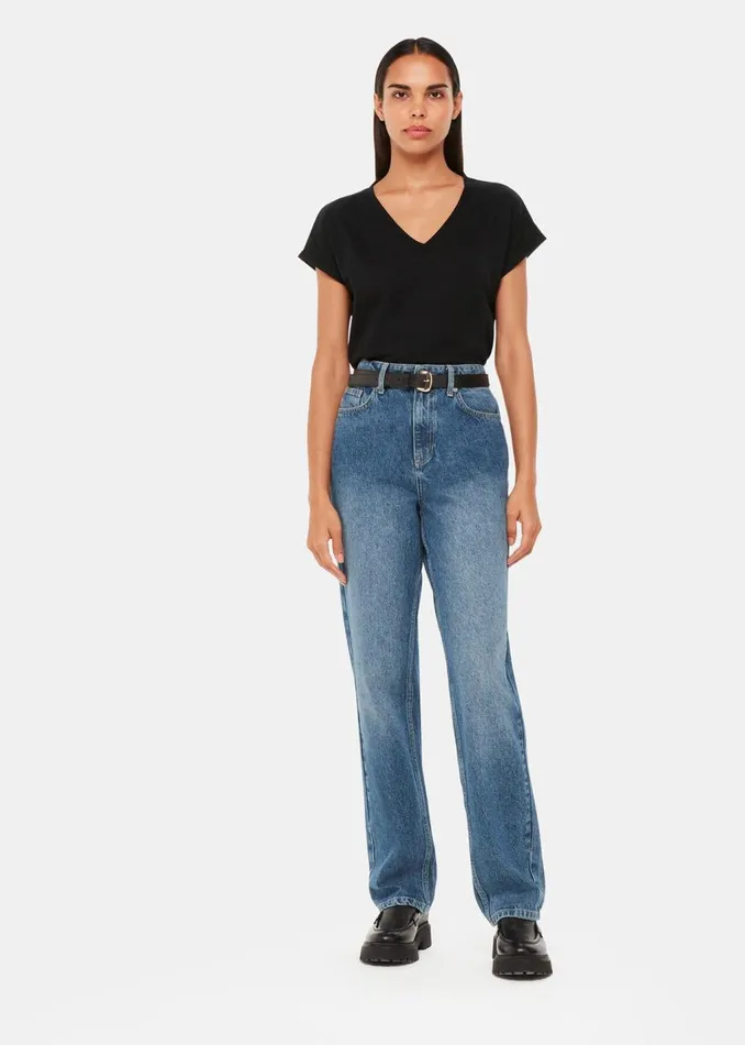 Black Willa VNeck Cap Sleeve Tee Women Whistles Tops