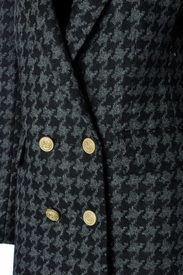Blazers Womens Double Breasted Blazer Large Scale Charcoal Houndstooth Holland Cooper Blazers Womens Double Breasted Blazer Large Scale Charcoal Houndstooth Holland Cooper