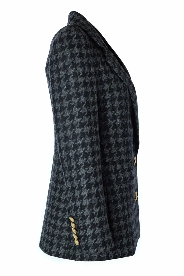 Blazers Womens Double Breasted Blazer Large Scale Charcoal Houndstooth Holland Cooper Blazers Womens Double Breasted Blazer Large Scale Charcoal Houndstooth Holland Cooper