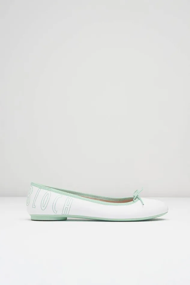 Bloch Ballet Flats Adults Ladies Lyra Ballet Flats White Mint Leather
