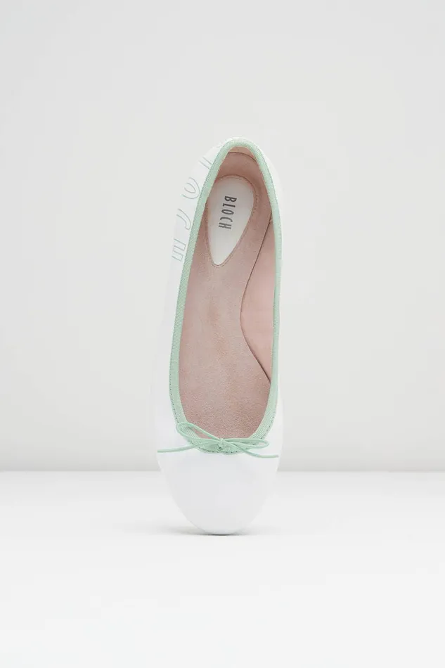 Bloch Ballet Flats Adults Ladies Lyra Ballet Flats White Mint Leather