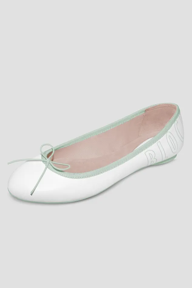 Bloch Ballet Flats Adults Ladies Lyra Ballet Flats White Mint Leather