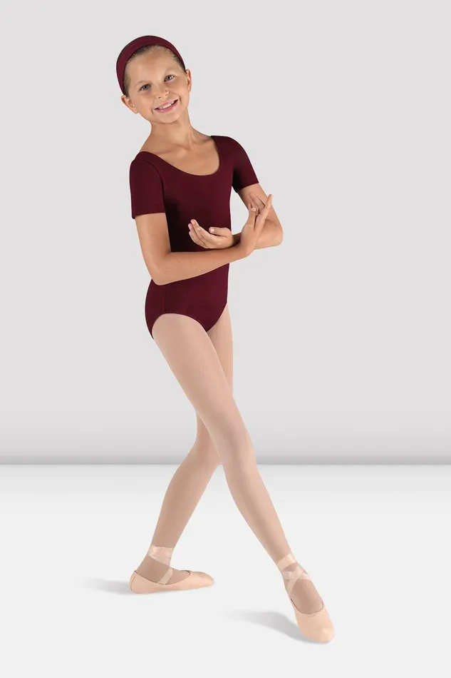 Bloch Basics Children Girls Short Sleeve Round Neck Leotard Burgundy