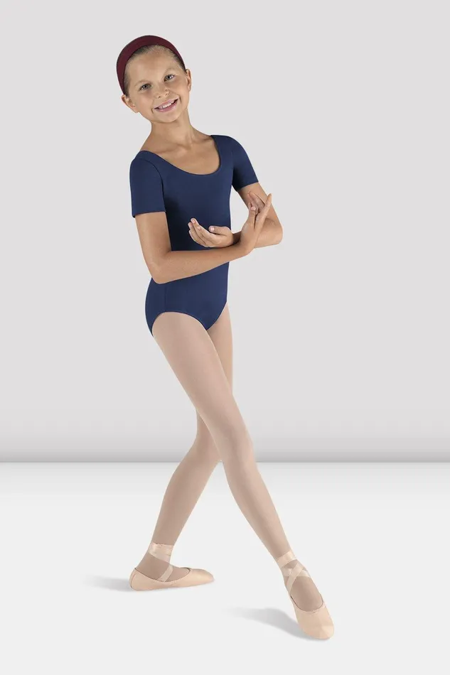 Bloch Basics Children Girls Short Sleeve Round Neck Leotard Navy