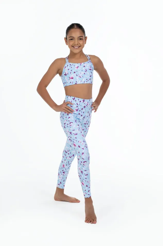 Bloch Tights Children Bloch X Flo Active Full Length Legging Pale Blue Petals