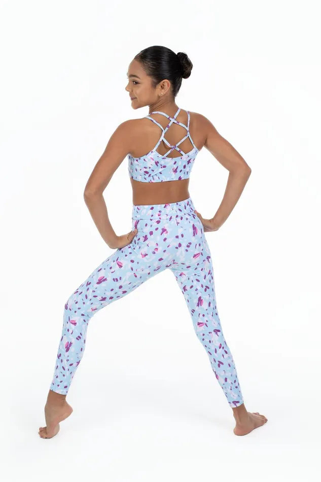 Bloch Tights Children Bloch X Flo Active Full Length Legging Pale Blue Petals Bloch Tights Children Bloch X Flo Active Full Length Legging Pale Blue Petals