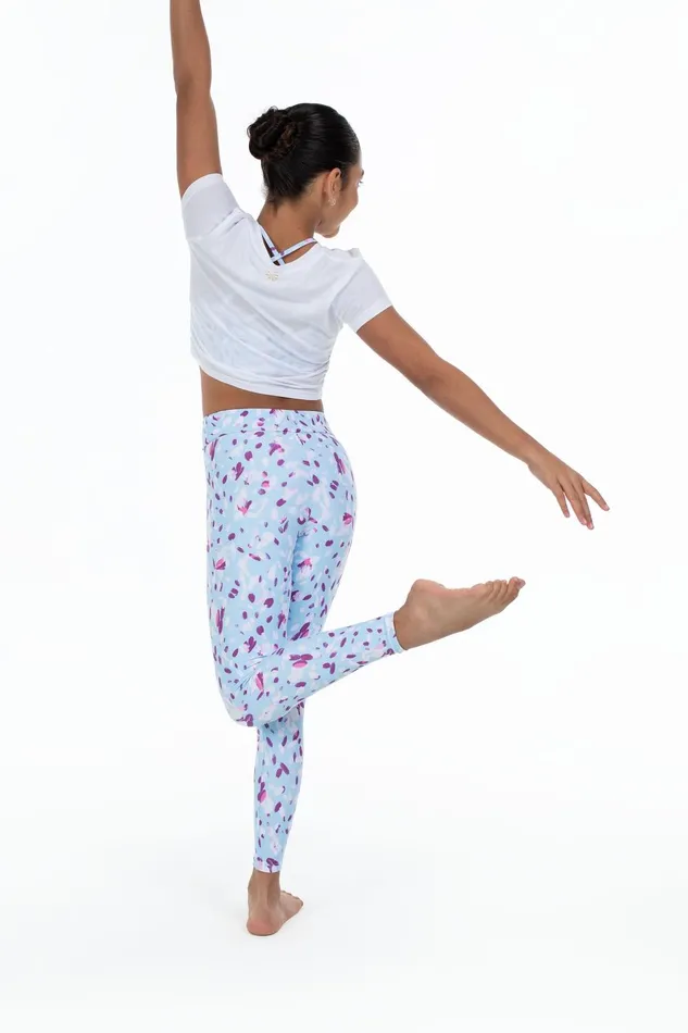Bloch Tights Children Bloch X Flo Active Full Length Legging Pale Blue Petals Bloch Tights Children Bloch X Flo Active Full Length Legging Pale Blue Petals