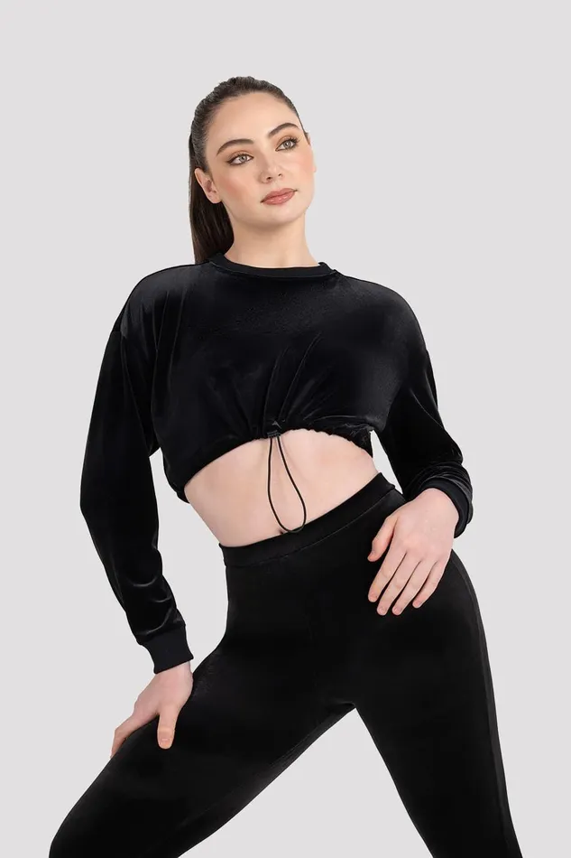Bloch Tops Adults Bloch Luxe Touch Cropped Sweat Graphite