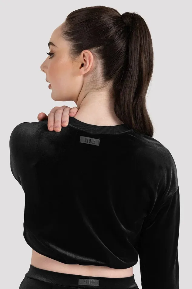 Bloch Tops Adults Bloch Luxe Touch Cropped Sweat Graphite Bloch Tops Adults Bloch Luxe Touch Cropped Sweat Graphite
