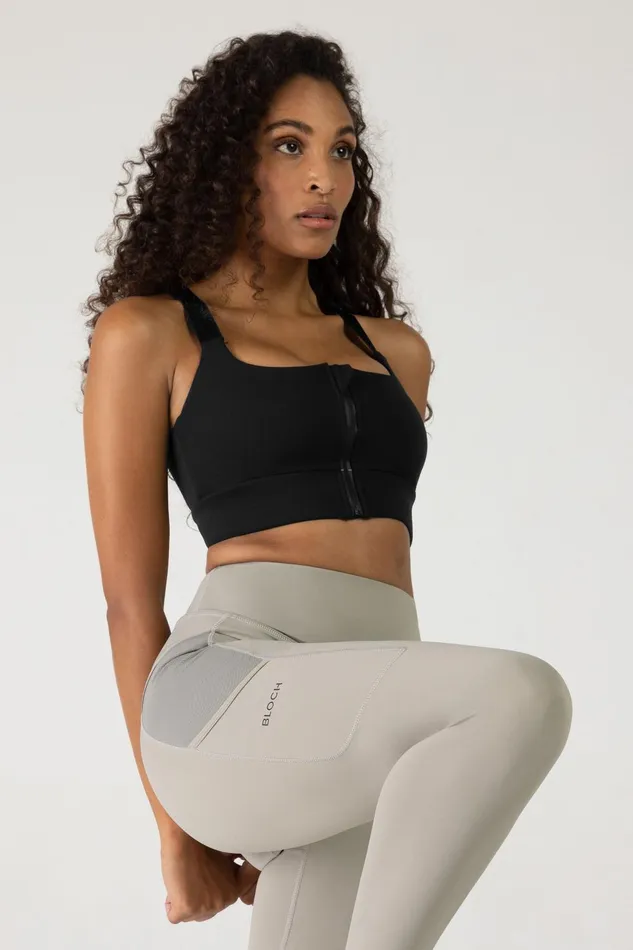 Bloch Tops Adults Bloch Revive Zip Crop Graphite