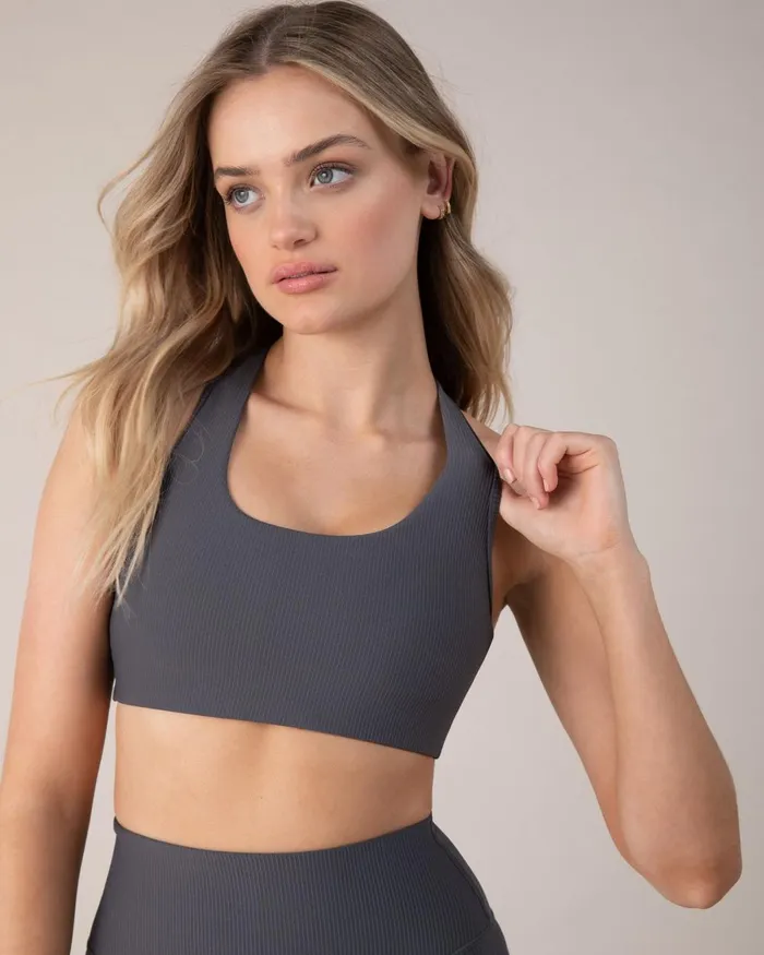 Bloch Tops Adults Blochrib Racerback Bra Anthracite Bloch Tops Adults Blochrib Racerback Bra Anthracite