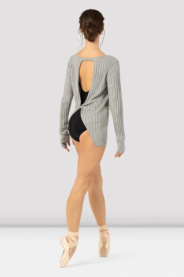 Bloch Tops Adults Ladies Amore Twist Back Sweater Grey Marle