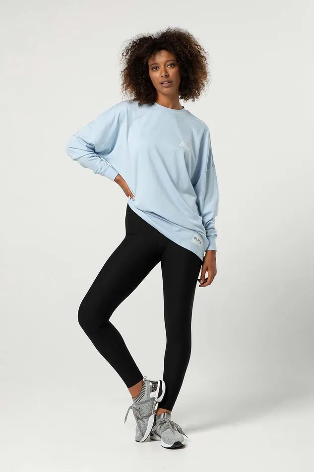 Bloch Tops Adults Ladies Bloch Print Oversized Long Sleeve Tee Dusty Blue