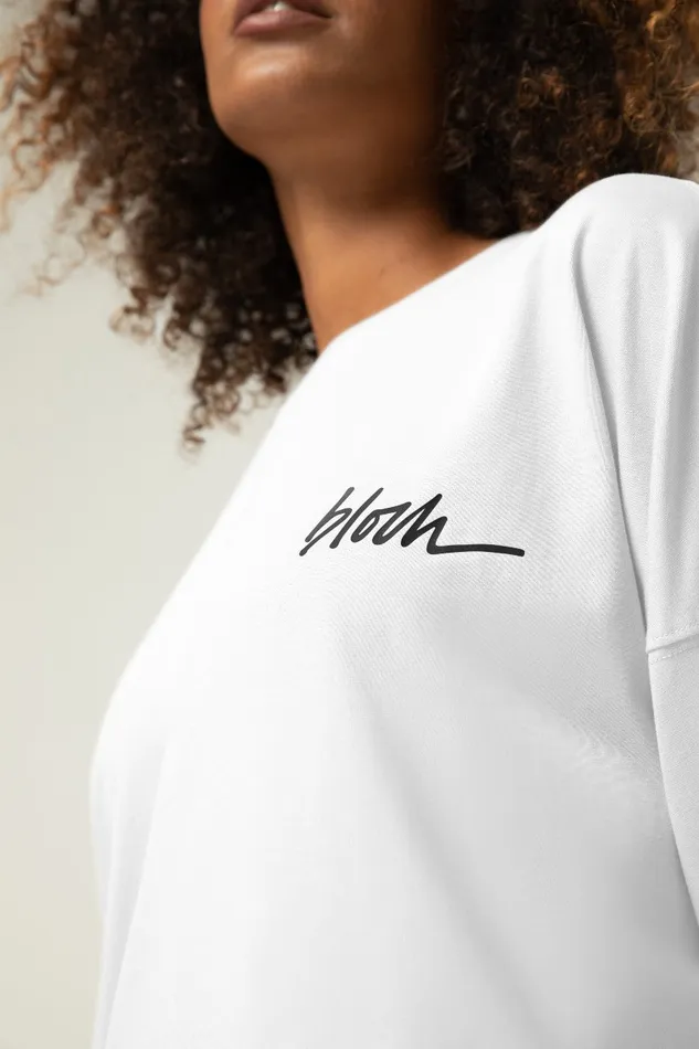 Bloch Tops Adults Ladies Bloch Print Oversized Long Sleeve Tee White
