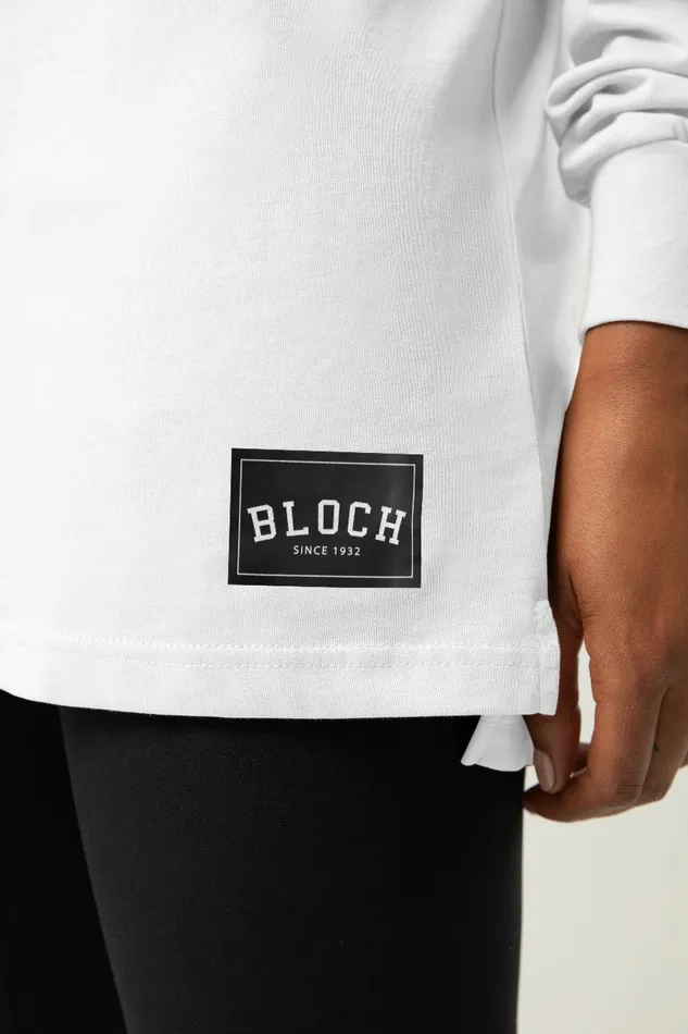 Bloch Tops Adults Ladies Bloch Print Oversized Long Sleeve Tee White