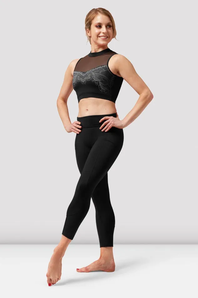 Bloch Tops Adults Ladies Natalia Open Back Crop Top Black
