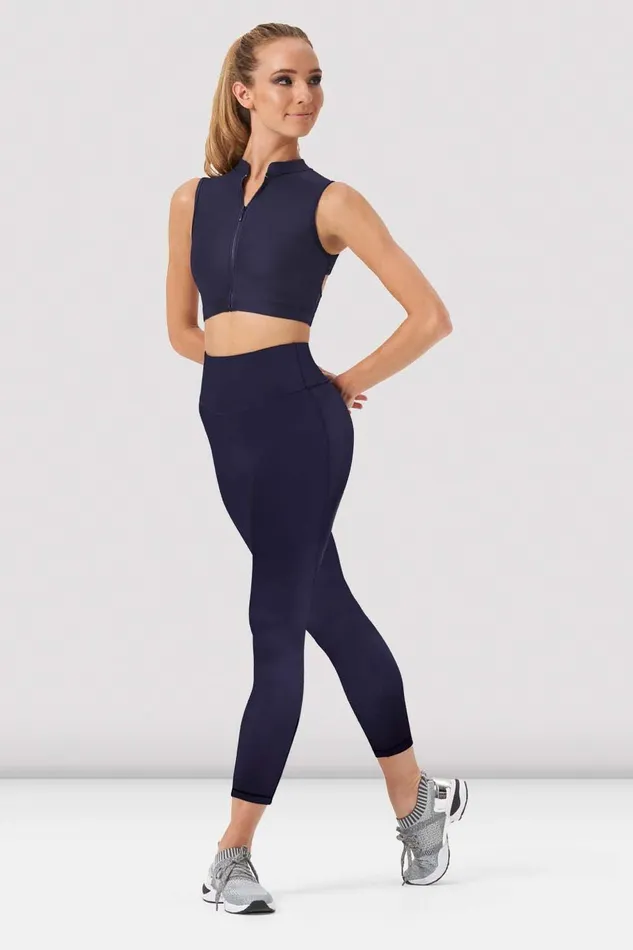 Bloch Tops Adults Ladies Zola Zip Front Crop Top Twilight