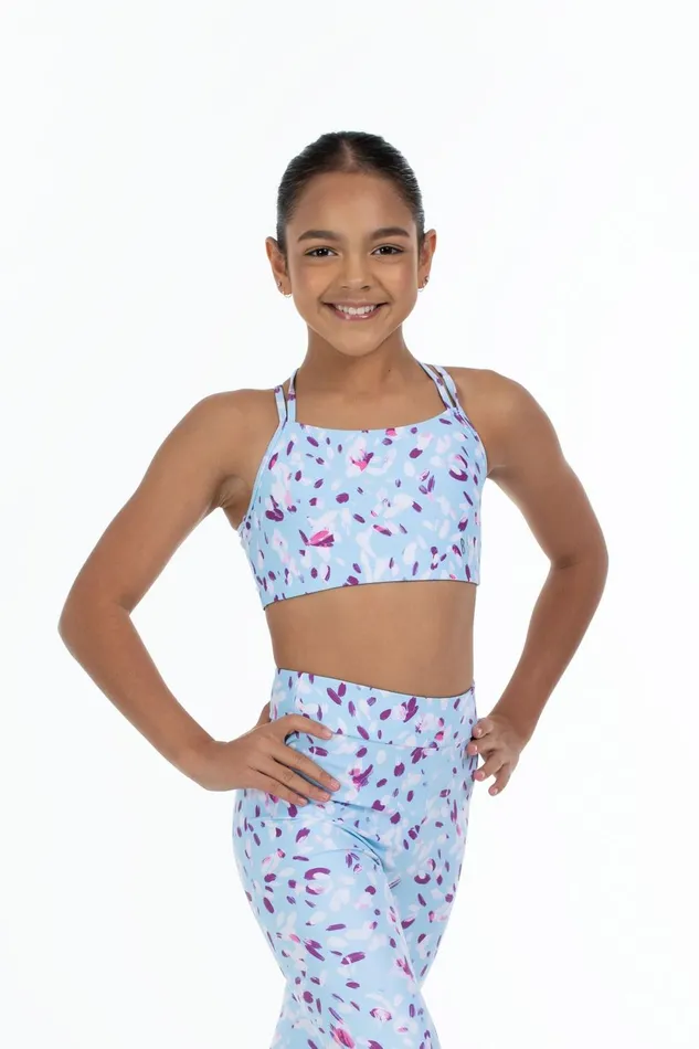 Bloch Tops Children Bloch X Flo Active Remi XBack Bra Top Pale Blue Petals