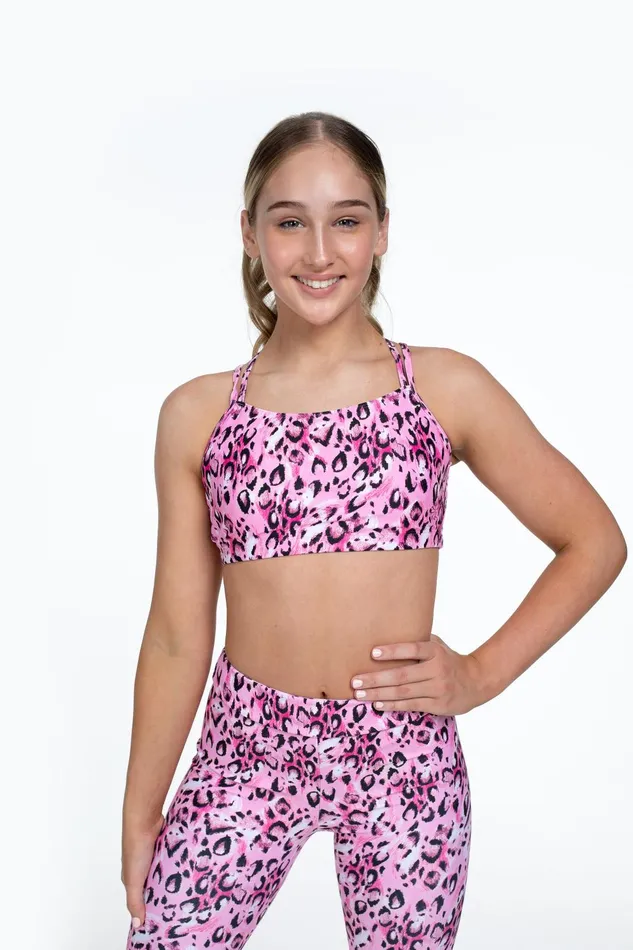 Bloch Tops Children Bloch X Flo Active Remi XBack Bra Top Sketch Leopard