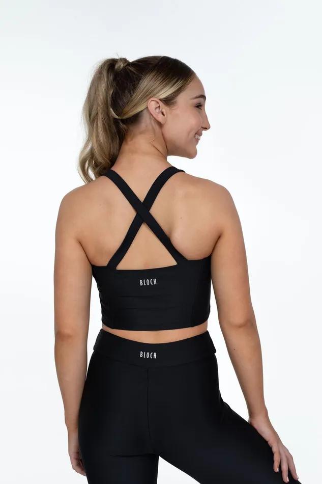 Bloch Tops Children Bloch X Flo Active Shelby Seamed Cross Back Top Black