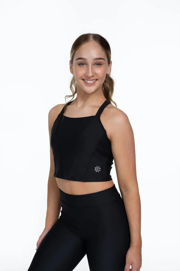 Bloch Tops Children Bloch X Flo Active Shelby Seamed Cross Back Top Black Bloch Tops Children Bloch X Flo Active Shelby Seamed Cross Back Top Black