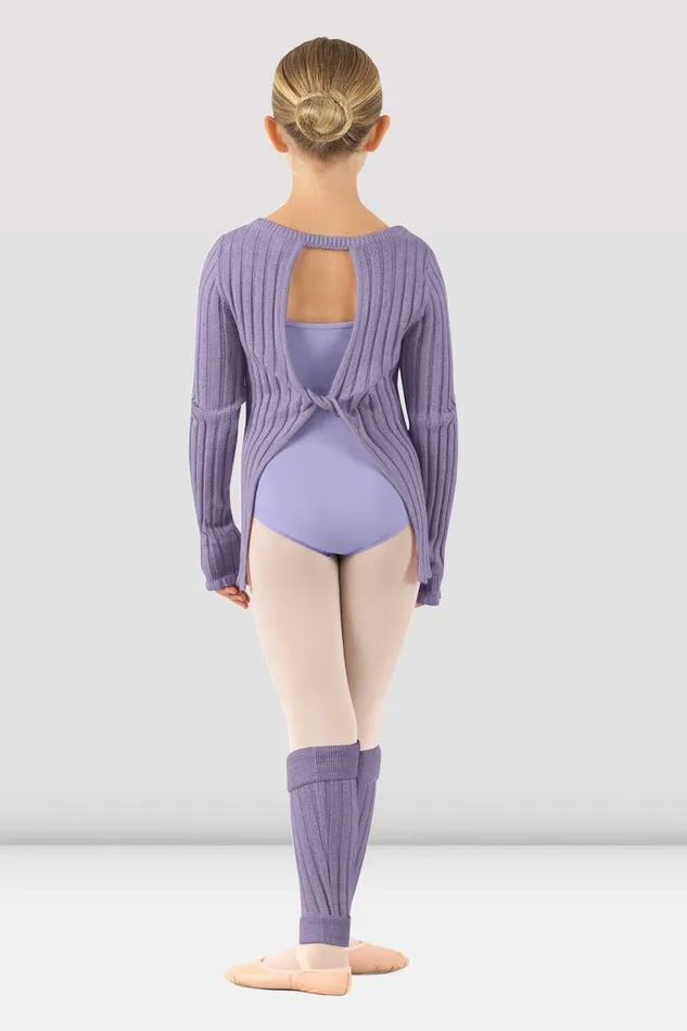 Bloch Tops Children Girls Rose Twist Back Sweater Lilac