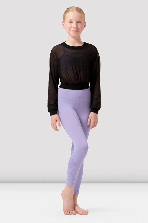 Bloch Tops Children Girls Tammy Mesh Long Sleeve Top Black