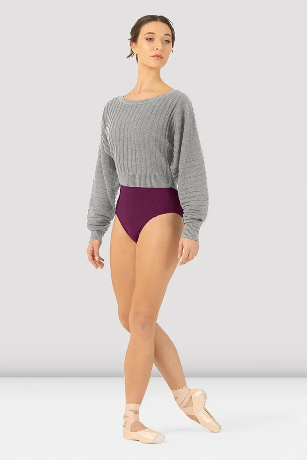 Bloch Warmups Adults Ladies Everlyn Cropped Sweater Grey Marle