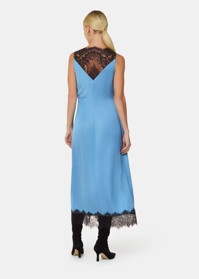 Blue Iris Lace Detail Wrap Dress Women Whistles Dresses