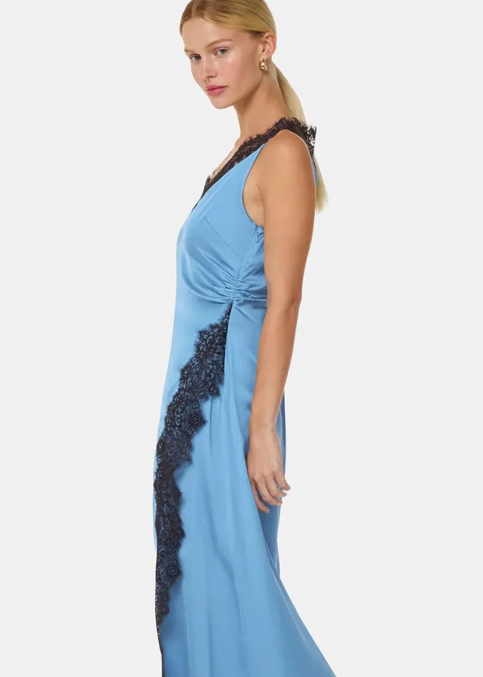 Blue Iris Lace Detail Wrap Dress Women Whistles Dresses