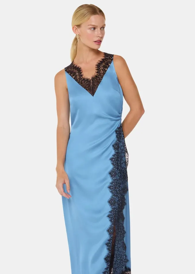 Blue Iris Lace Detail Wrap Dress Women Whistles Dresses