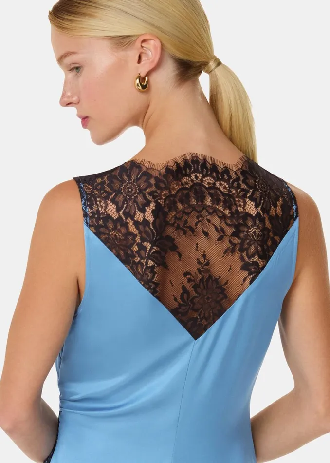 Blue Iris Lace Detail Wrap Dress Women Whistles Dresses