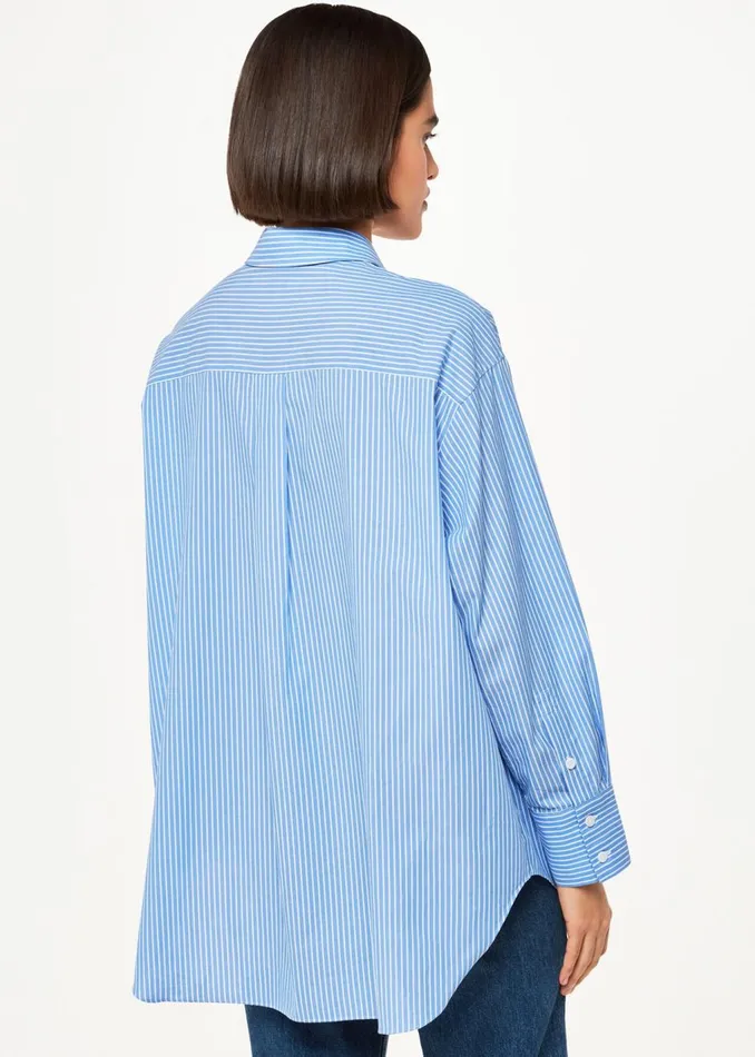 Blue Stripe Oversized Shirt Women Whistles Tops