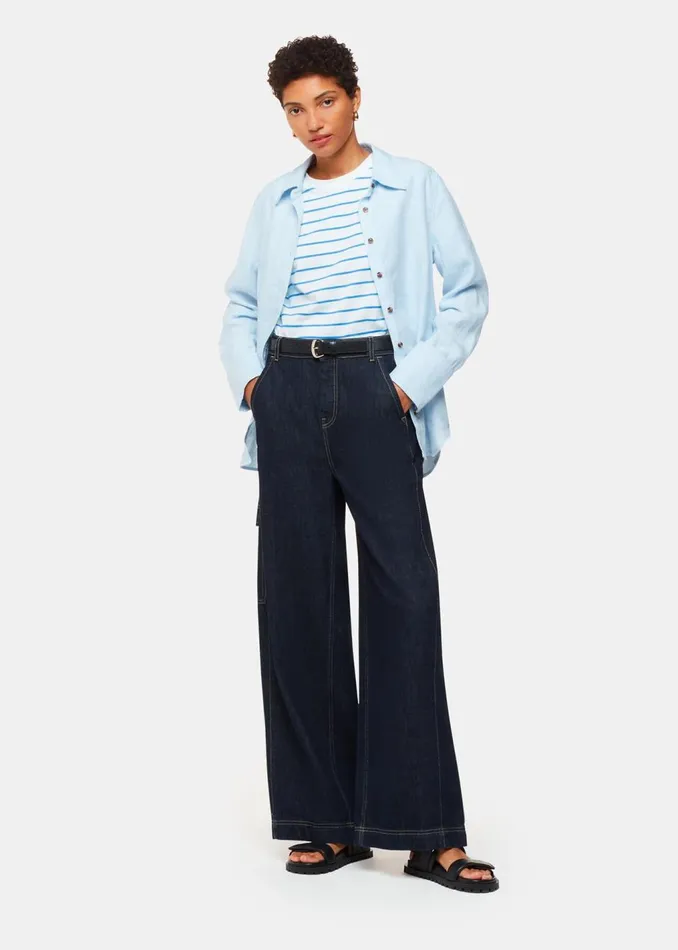 Blue Stripe Short Sleeve Tshirt Women Whistles Tops