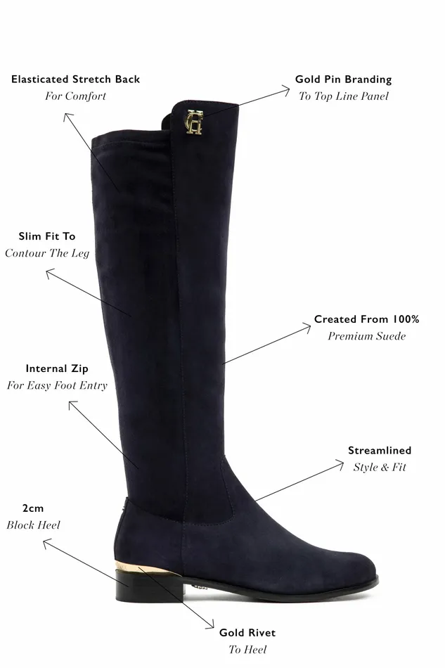 Boots Albany Knee Boot Ink Navy Suede Holland Cooper Womens Boots Albany Knee Boot Ink Navy Suede Holland Cooper Womens