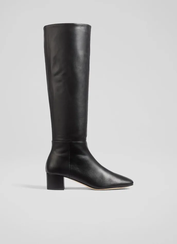 Boots Women LKBennett Karen Black Leather KneeHigh Boots Black
