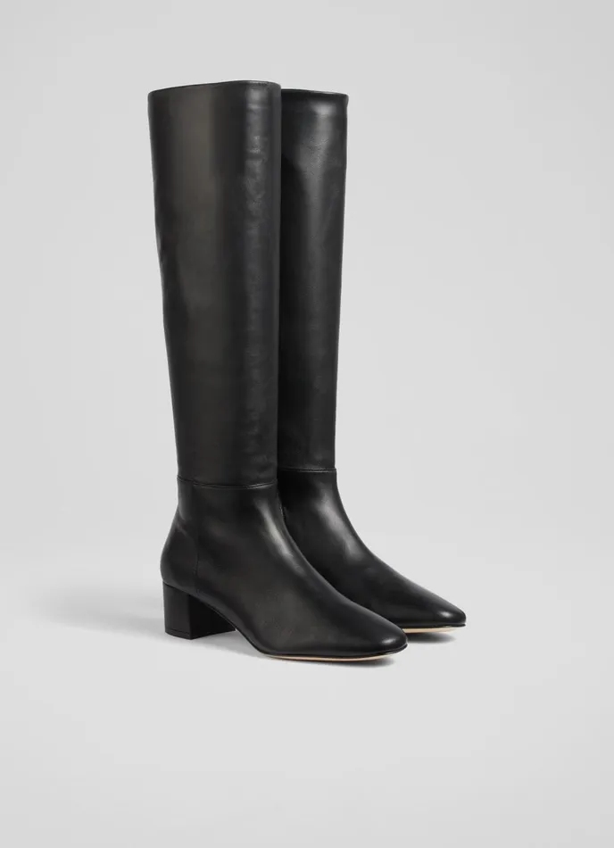 Boots Women LKBennett Karen Black Leather KneeHigh Boots Black Boots Women LKBennett Karen Black Leather KneeHigh Boots Black
