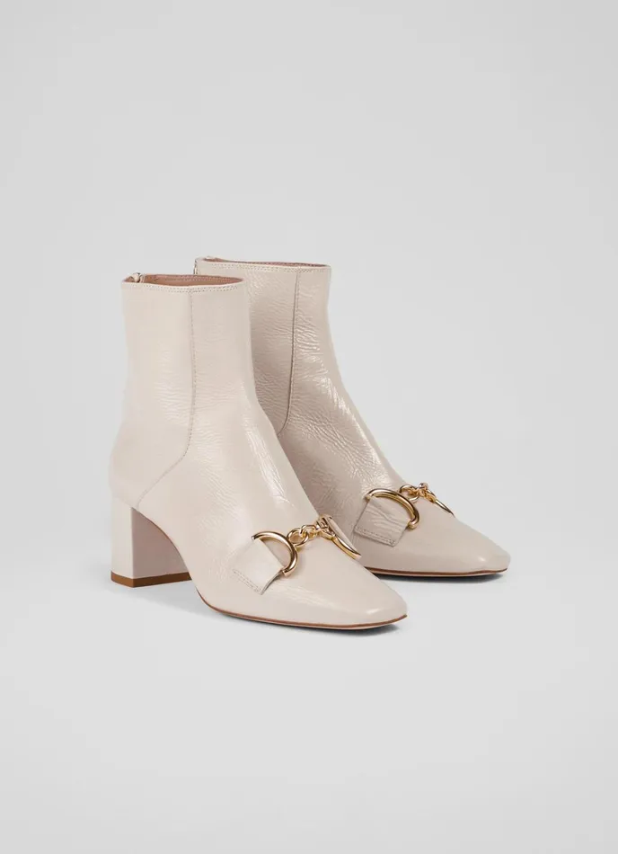 Boots Women LKBennett Nadina Ecru Crinkle Patent Ankle Boots Ecru Boots Women LKBennett Nadina Ecru Crinkle Patent Ankle Boots Ecru