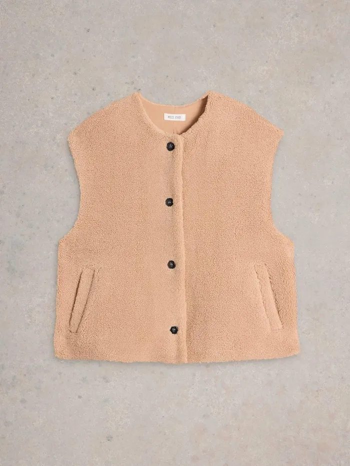 Borg Gilet Light Natural Women White Stuff Coats and Jackets Borg Gilet Light Natural Women White Stuff Coats and Jackets