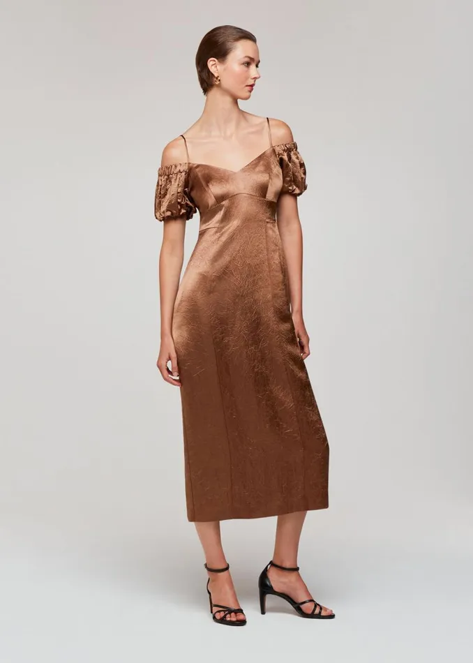 Bronze Faye Bardot Dress Women Whistles Dresses