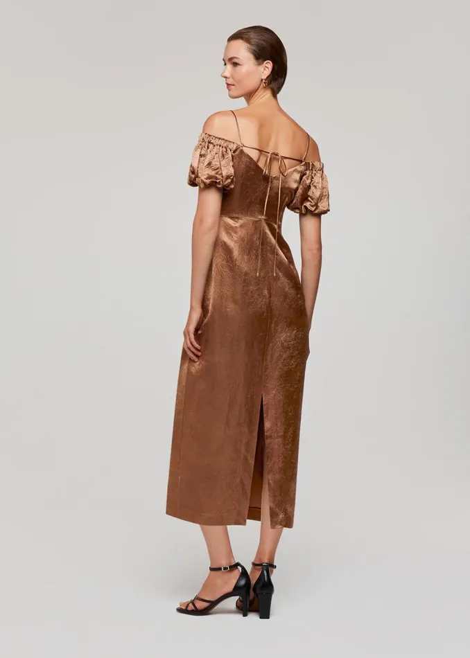 Bronze Faye Bardot Dress Women Whistles Dresses